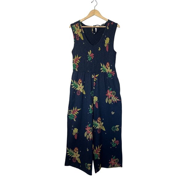 Toad & Co Gemina V Sleeveless Floral Jumpsuit Womens Size XL Wide Leg Pockets - Picture 4 of 11